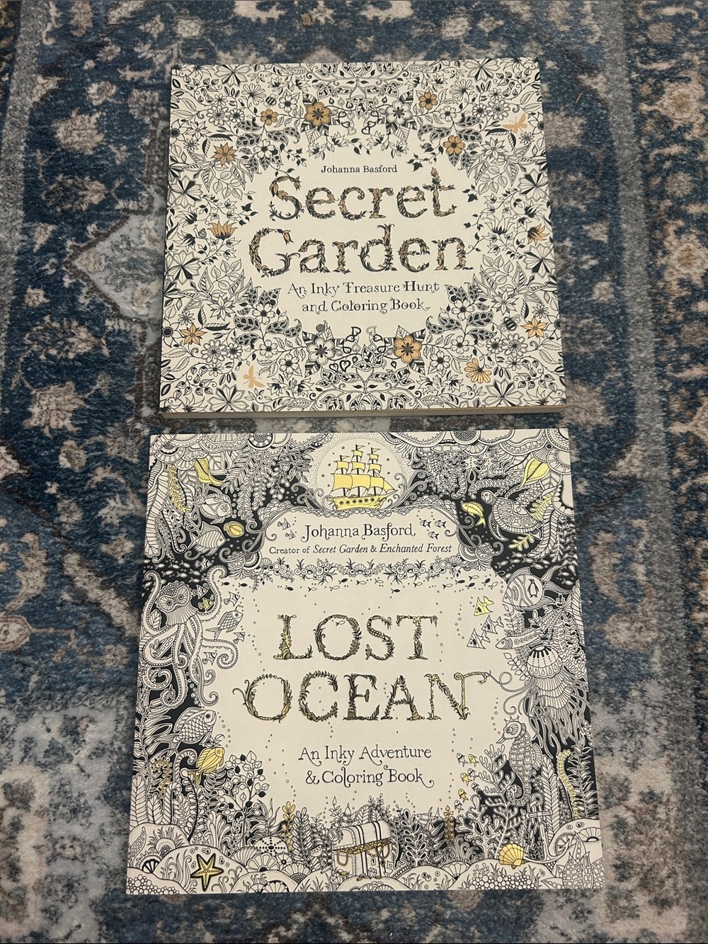 Secret Garden & Lost Ocean Coloring Books – White/Black Accents